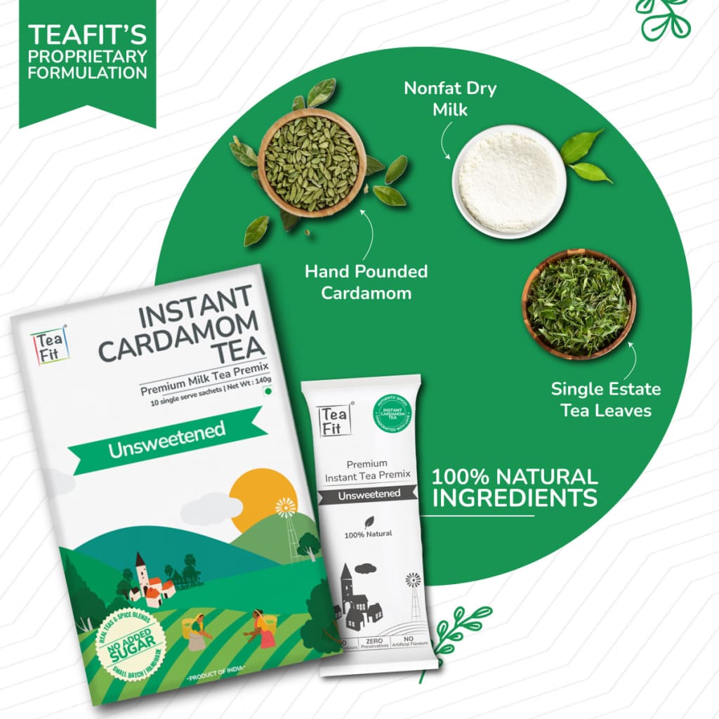 Cardamom Tea Premix - Unsweetened - Powdered Beverage Mix