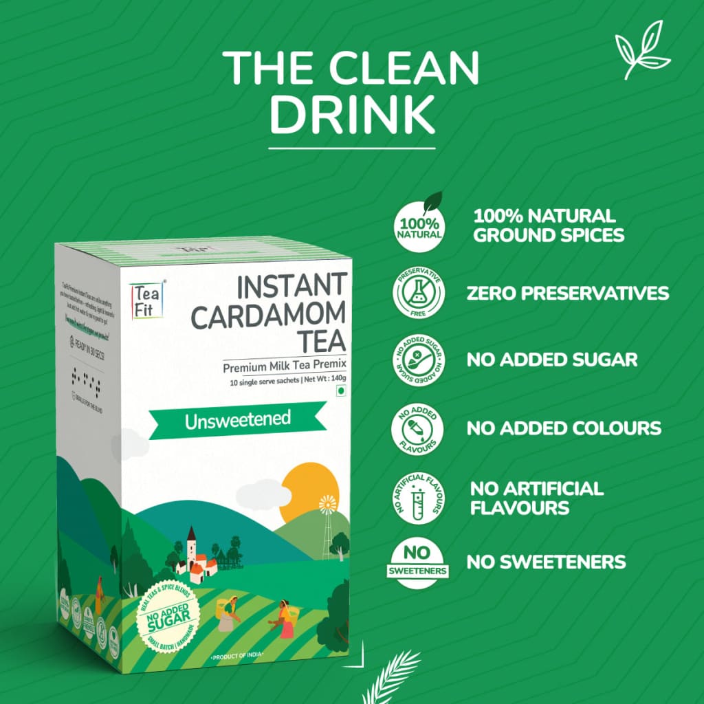 Cardamom Tea Premix - Unsweetened - Powdered Beverage Mix