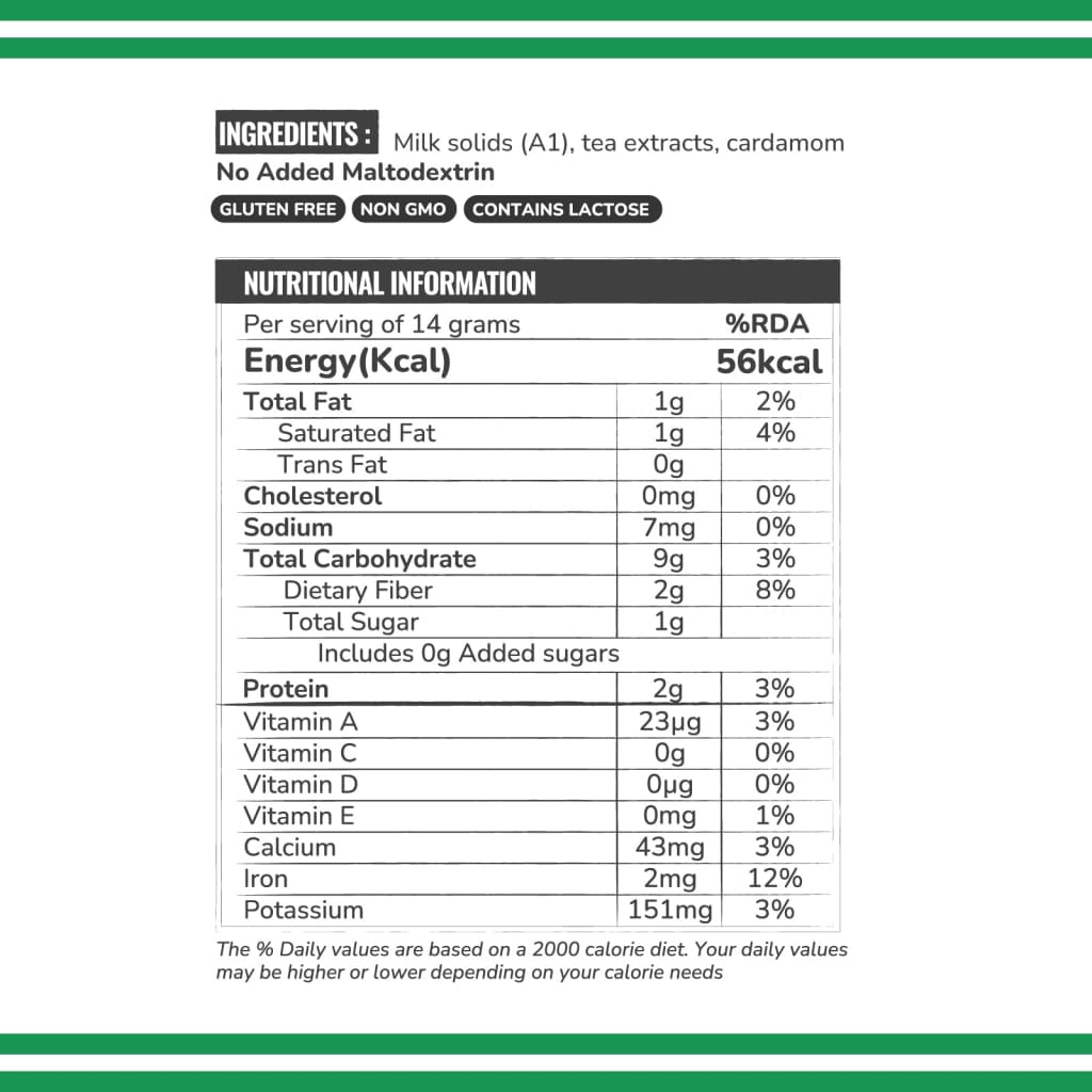 Cardamom Tea Premix - Unsweetened - Powdered Beverage Mix