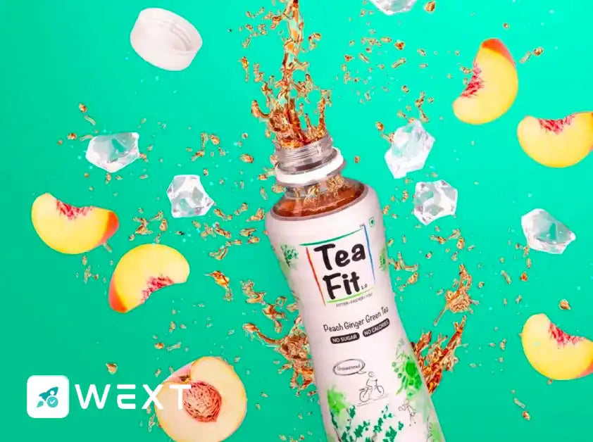 Peach ginger green tea bottle.