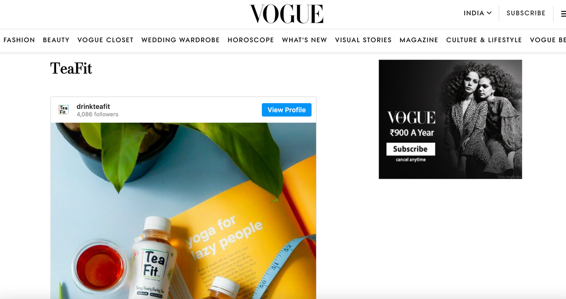 TeaFit featured on Vogue India
