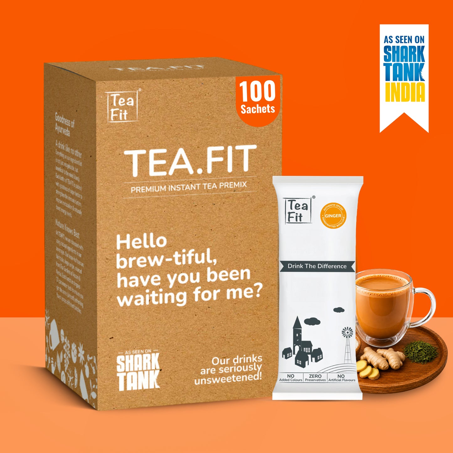 Instant Ginger Tea Premix - Unsweetened