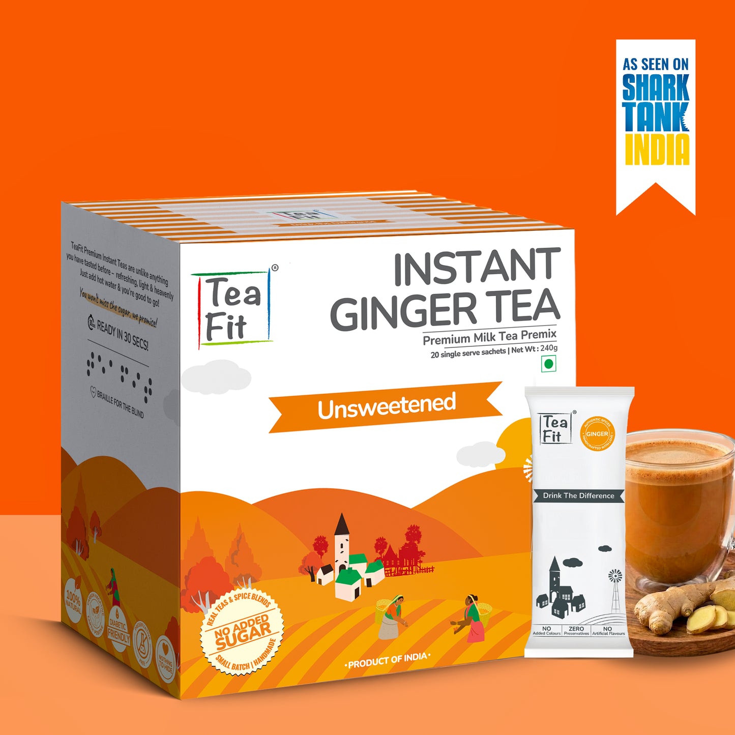 Instant Ginger Tea Premix - Unsweetened
