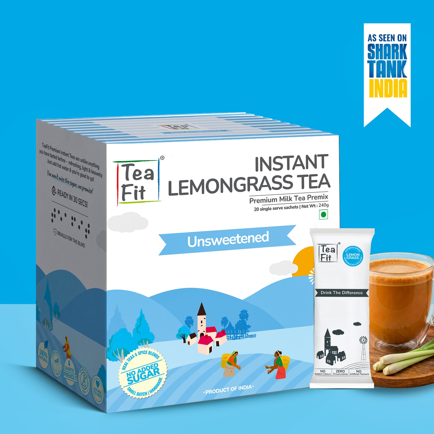 Instant Lemongrass Tea Premix - Unsweetened