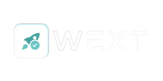 App icon with rocket and checkmark next to the word ’WEXT’.