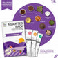 Tea Fit Assorted Pack box with three sachets beside raw ingredients including star anise, cloves, cardamom, nonfat dry milk, ginger, cinnamon, single estate tea leaves, black pepper, and nutmeg