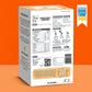 The back of a tea box package shown on a solid orange background, with a blue and yellow 'As seen on Shark Tank India' badge in the top right corner. The box is white with black text and a small orange logo at the top.