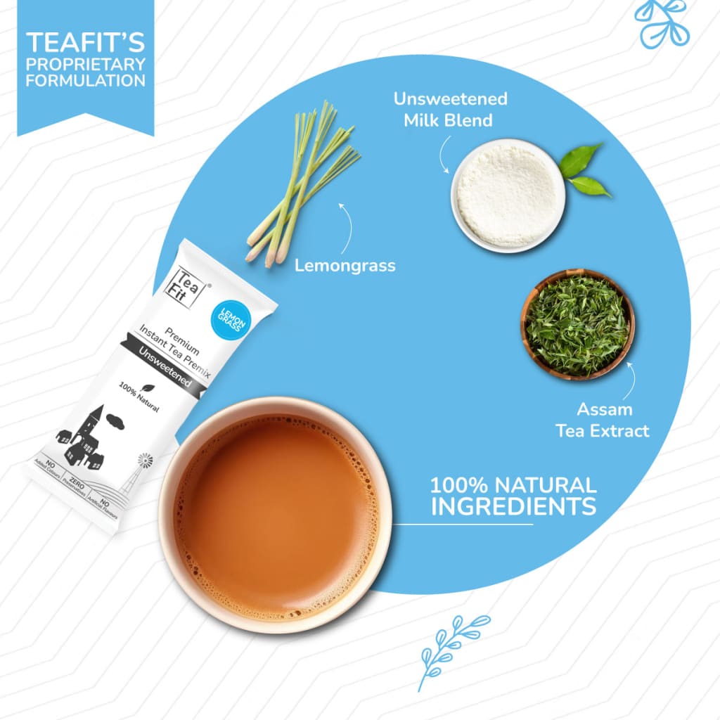 Instant Lemongrass Tea Premix - Unsweetened - Powdered