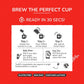 Three-step brewing instructions for Tea Fit Spiced Tea: empty sachet into a cup, pour hot water, and stir, shown on a red background
