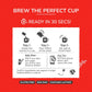 Three-step brewing instructions for Tea Fit Spiced Tea: empty sachet into a cup, pour hot water, and stir, shown on a red background