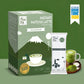 Tea Fit Instant Matcha Latte Unsweetened packaging shown with a single sachet, a cup of matcha latte, and a green powder bowl on a green background. A badge in the top right says 'As seen on Shark Tank India'.
