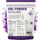 TeaFit Ube Powder pouch featuring nutritional facts, usage instructions, and purple yam illustrations on white background